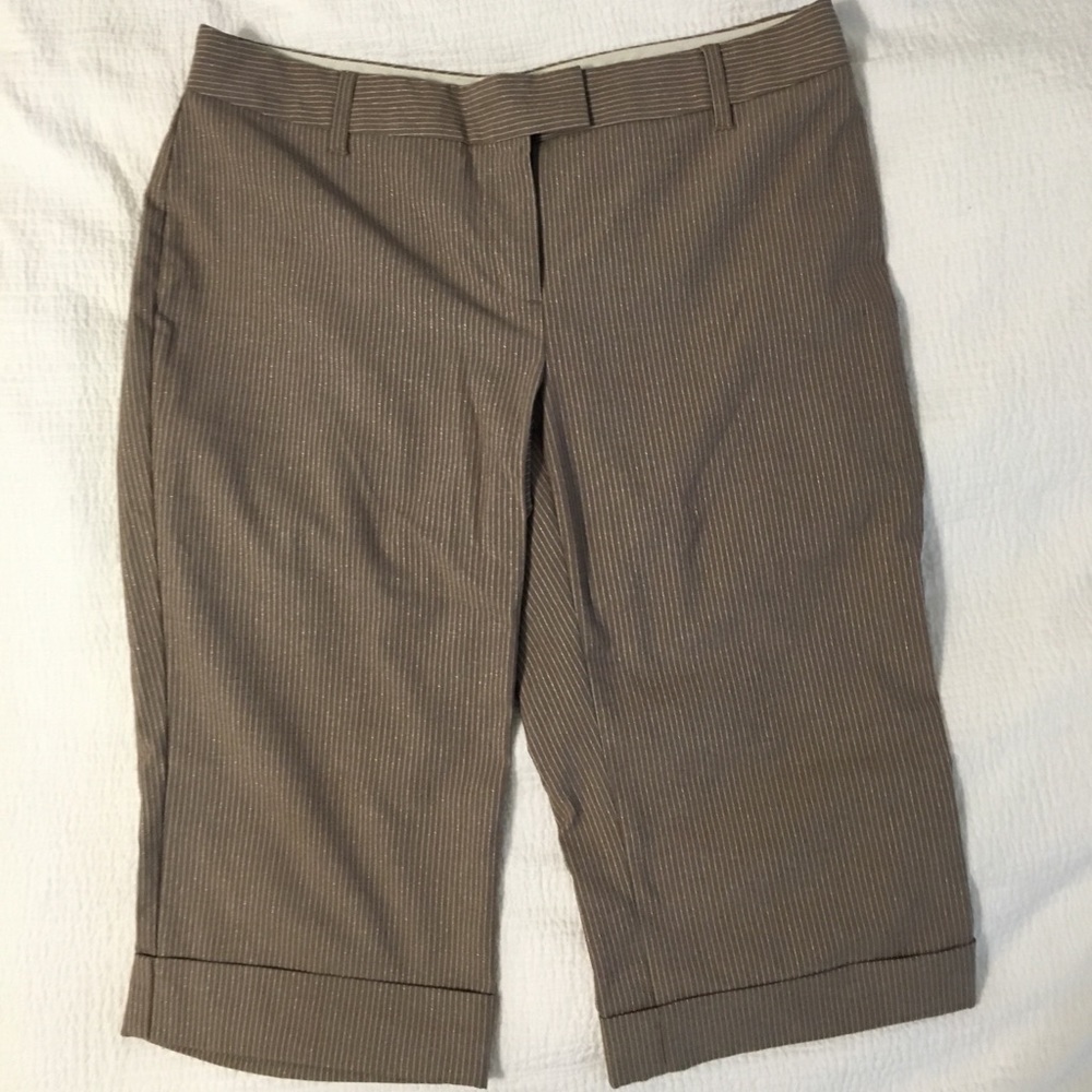 Brown pinstripe crop pants